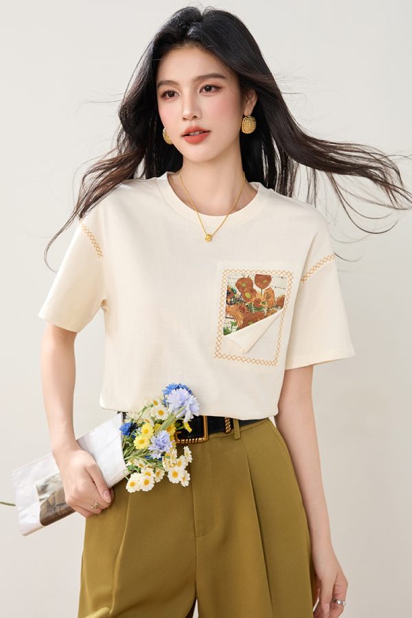 Loose short tops summer short sleeve T-shirt for women